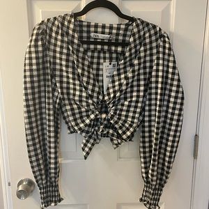 NWT Zara Gingham Cropped Top